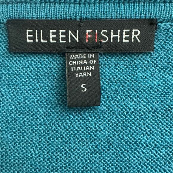 Eileen Fisher Blue Merino Wool Long Sleeve Tunic Shirt Small V Neck *FLAW* - Picture 3 of 8